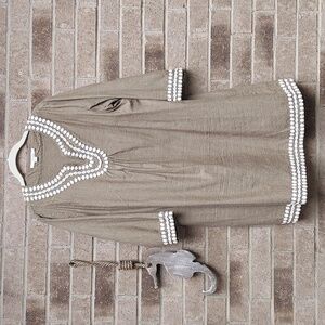 Boden Tan Dress with White Accents